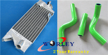 thumbnail image 2 of Aluminum Radiator & Green Hose Kit – Fits Kawasaki KX80 / KX85 / KX100 (1998-2013) 2 of 6