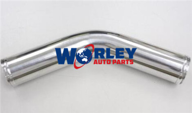 Universal 76mm 3” 45-Degree Aluminum Turbo Intercooler Pipe – Silver, Includes Hoses, UPC 6971232772512